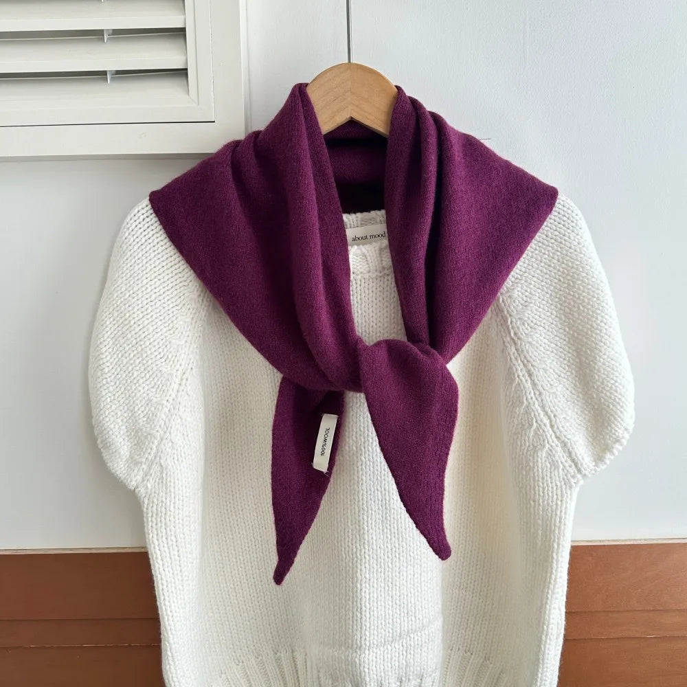 Pure Wool Triangle Scarf for Women – Cold-Weather Neck Wrap & Head Covering – Solid Color Shawl 24×51 in | Thomler
