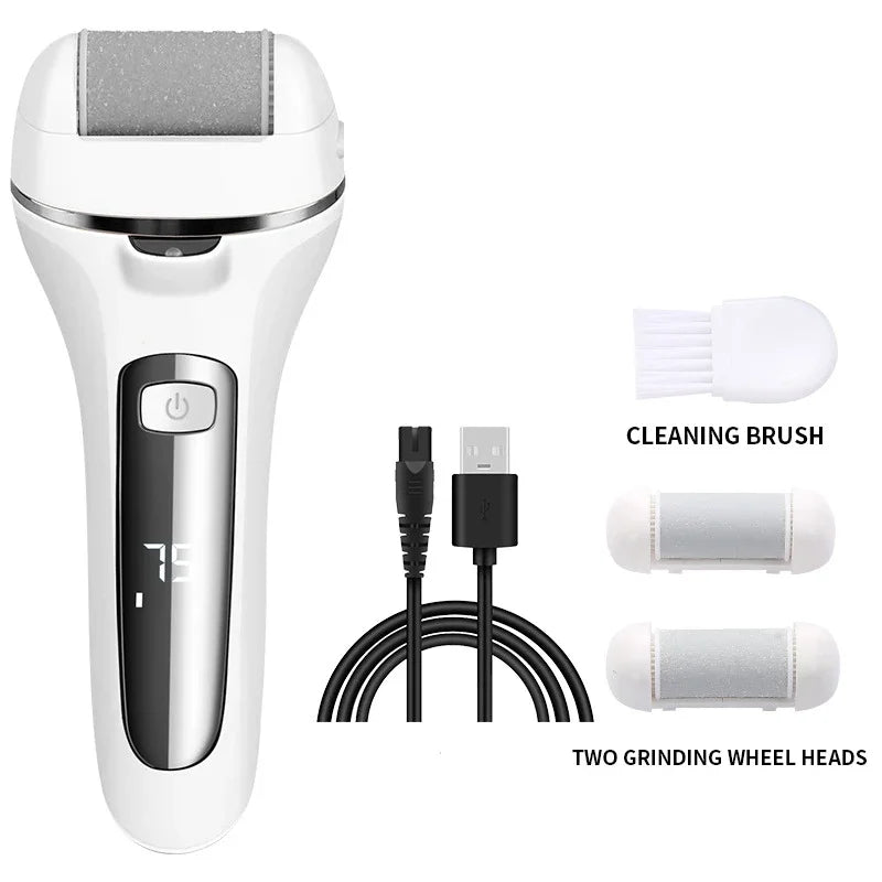 Rechargeable Electric Foot File with LCD Display & LED Light – 3 Roller Heads for Smooth, Callus-Free Feet | Thomler