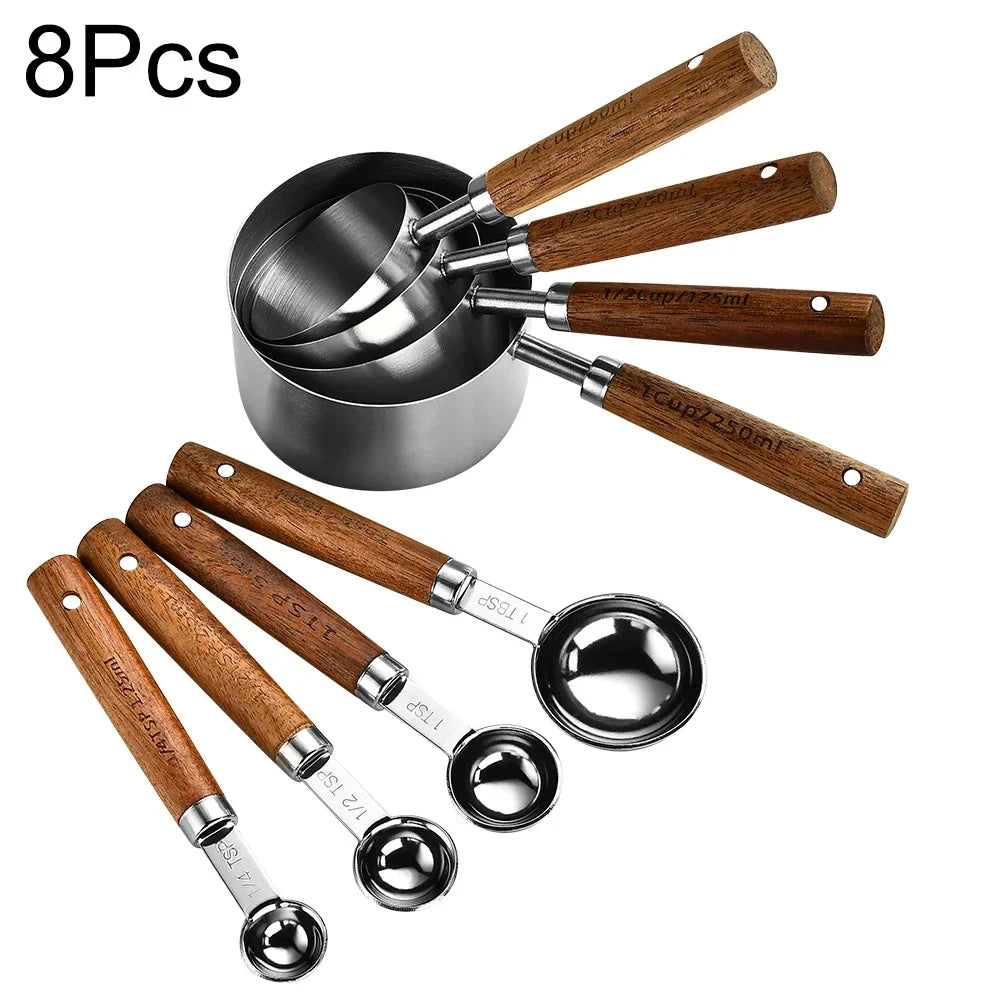 Measuring Spoon Set Stainless Steel 8-Piece Rustic Kitchen Baking Tools | Thomler