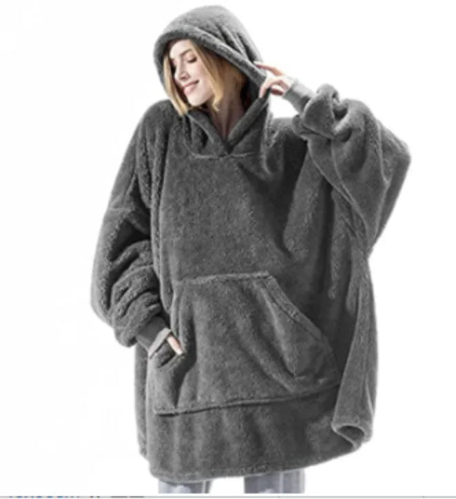 Wearable Blanket Hoodie with Sleeves – Oversized Reversible Fleece Throw Sweatshirt for Adults & Couples – Ultra Soft Plush Loungewear for | Thomler