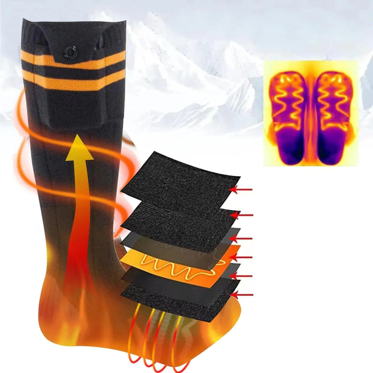 Battery-Powered Heated Socks with 4 Temperature Settings for Winter Outdoor Activities Cycling Hunting Fishing Skiing | Thomler