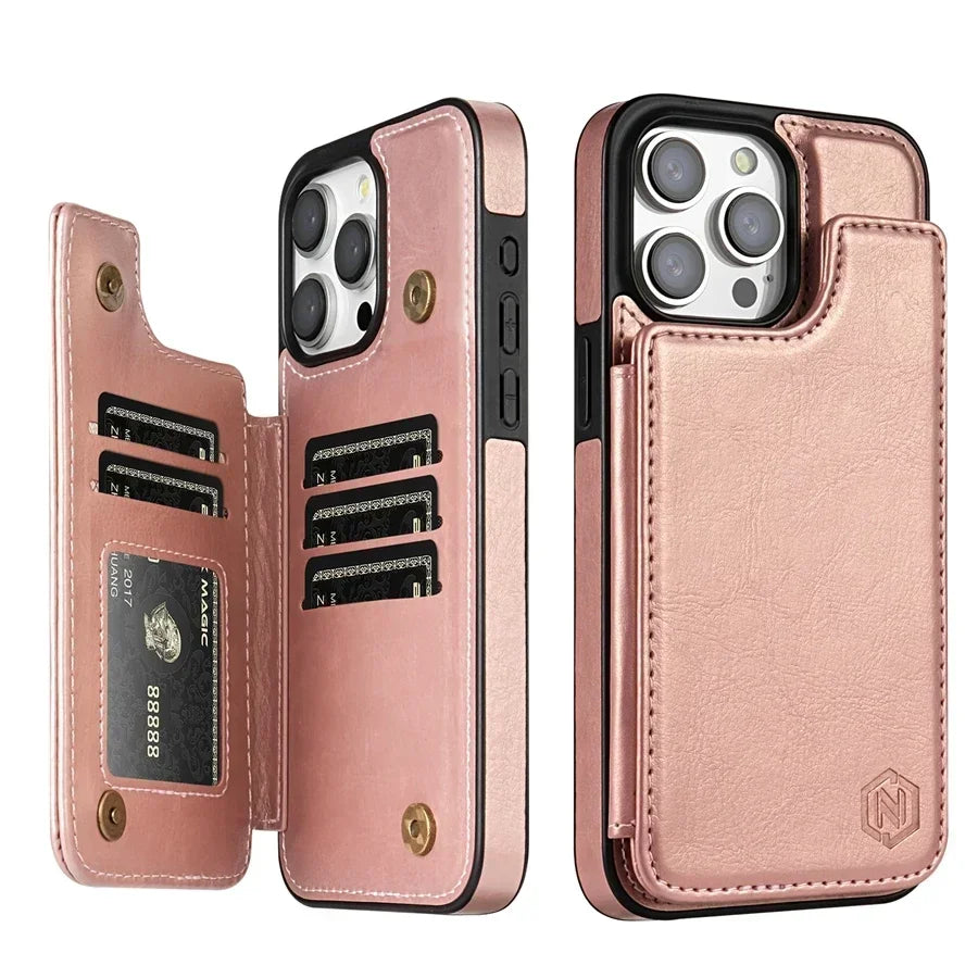Folio Wallet Case with RFID Protection & Magnetic Closure for iPhone 16 Pro Max, 15 Plus, 14, 13, 12, 11, SE, XR, XS, 8, 7 | Thomler