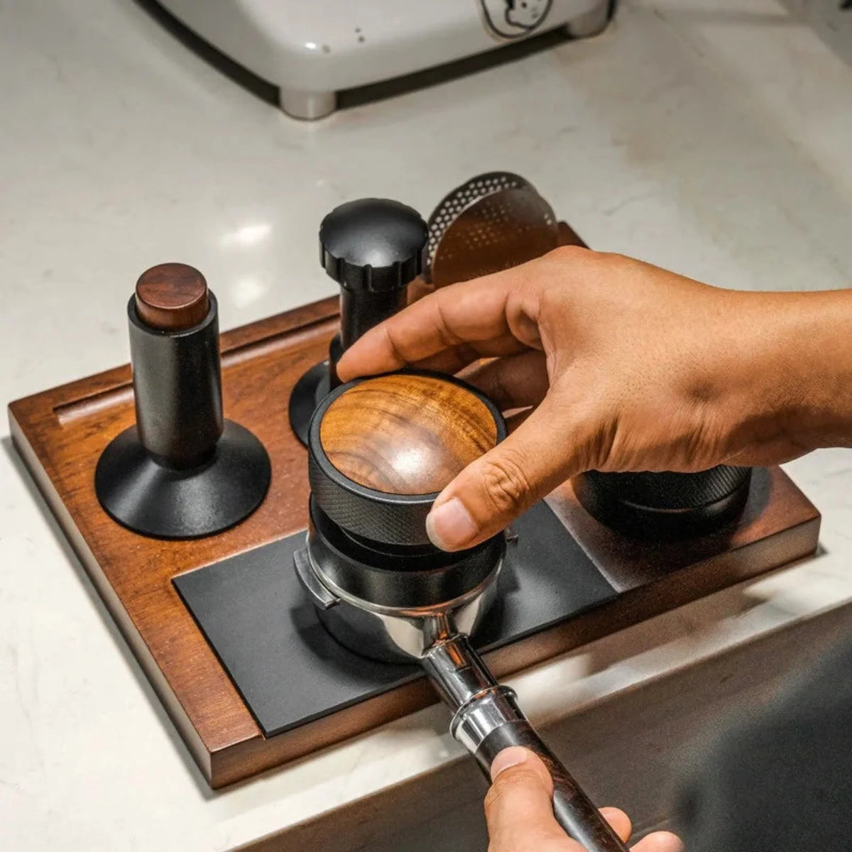 Espresso Tool Organizer with Knock Box – Solid Wood Coffee Counter Station for Home Baristas | Thomler