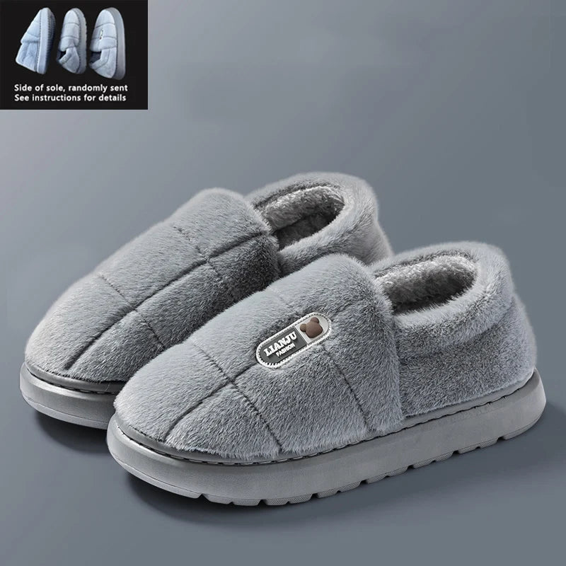 Fleece-Lined Indoor Slippers for Men & Women – Slip-Resistant Cotton House Shoes with Cushioned Insole, Extended Sizes Available | Thomler