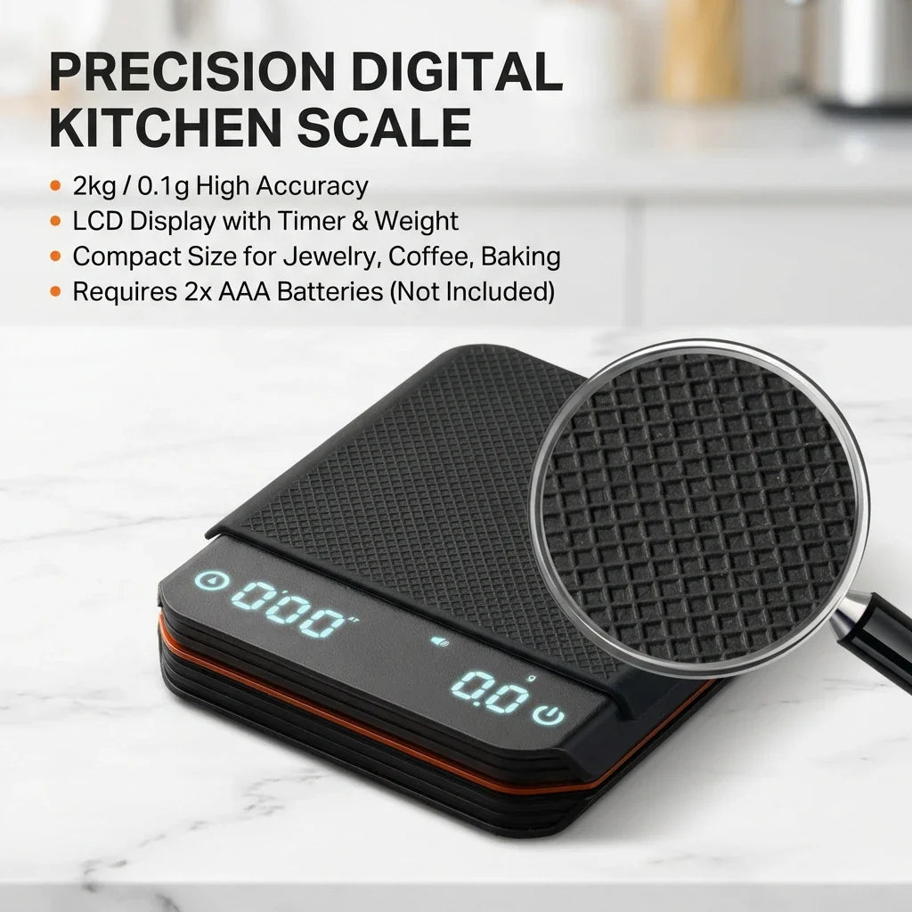 Coffee Scale ABS Silicone 10.0 cm USB C Espresso Pour Over Timer Precision Brewing Kitchen Barista Tool | Thomler