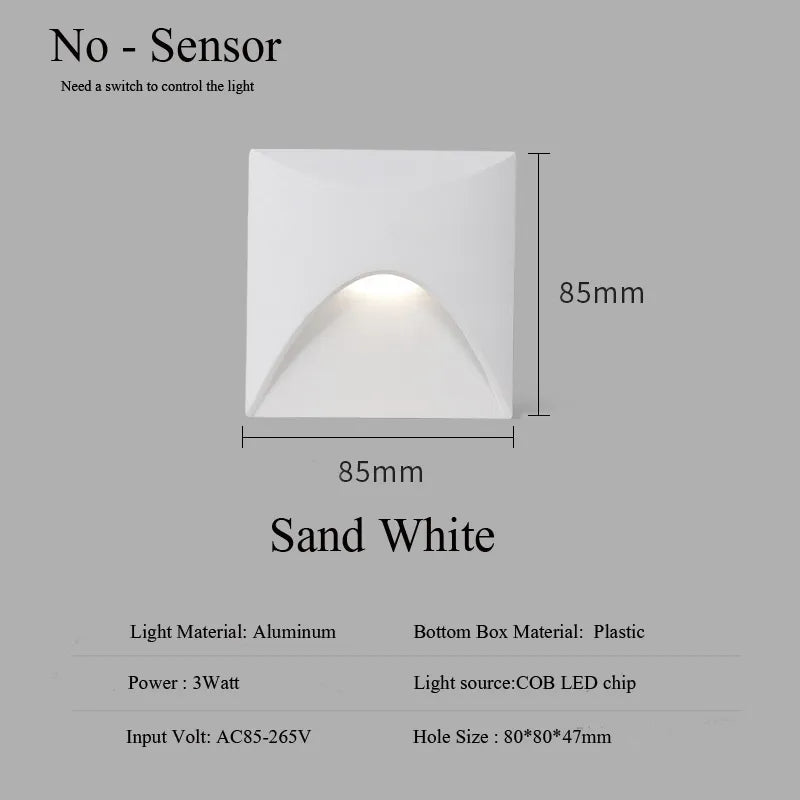 Recessed LED Step Light Fixture 3W Outdoor Weatherproof Stair and Pathway Wall Mount Lighting for Deck Porch Garden Exterior Illumination | Thomler
