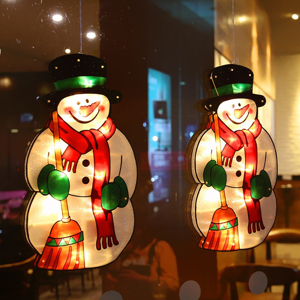 Battery-Operated LED Window Hanging Decoration with Flash & Steady Modes – Holiday-Themed Silhouettes for Christmas Displays, Easy | Thomler