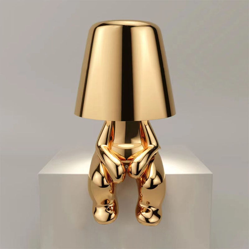 Table Lamp ABS Plastic USB Rechargeable Warm LED Gold Bedroom Bedside Touch Dimmable Sculptural Mood Light | Thomler