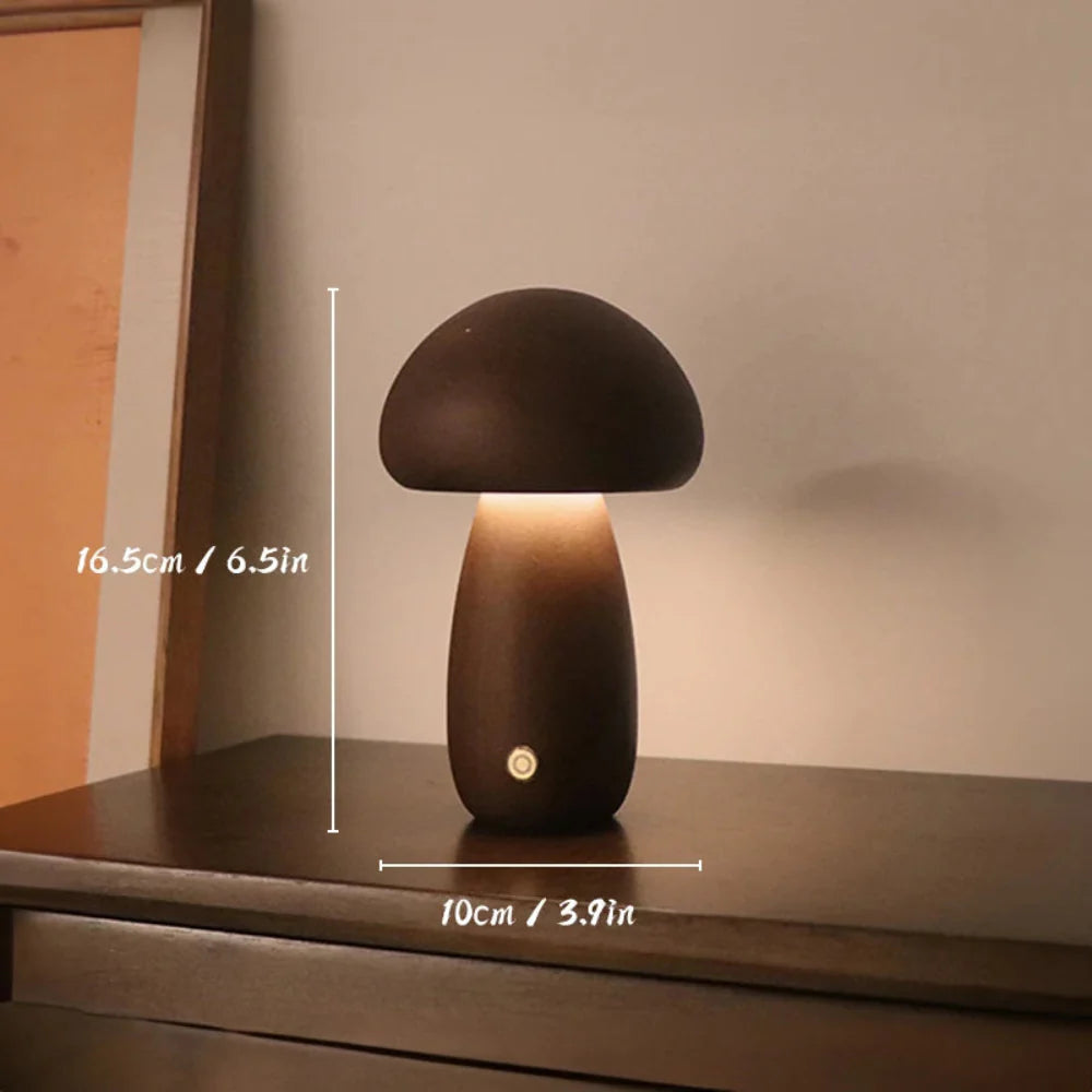 Table Lamp Wood 7.9 in USB Rechargeable Bedroom Desk Night Light Dimmable Ambient Lighting | Thomler