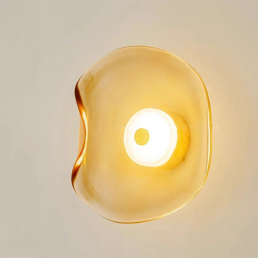 Modern Glass Wall Sconce LED Light Gray Blue Amber Finish for Bedroom Bathroom Kitchen Foyer Hallway Contemporary Lighting Fixture | Thomler