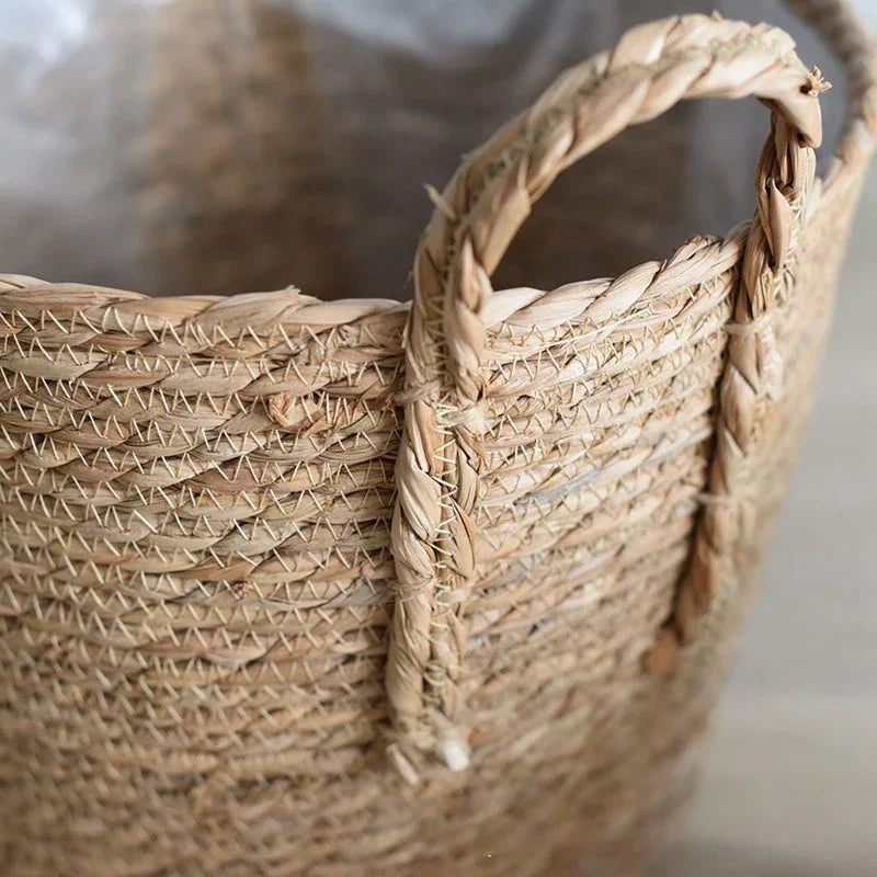 Plant Basket Seagrass Woven 35.0 cm Natural Indoor Outdoor Decorative Storage Planter Boho Scandinavian Rustic Home Decor | Thomler