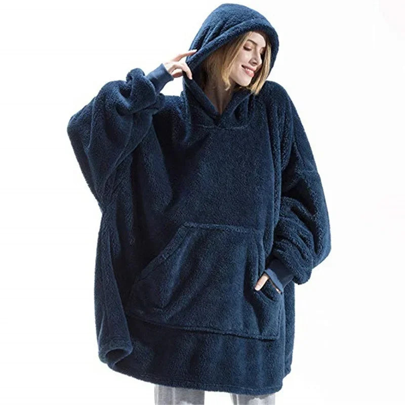 Wearable Blanket Hoodie with Sleeves – Oversized Reversible Fleece Throw Sweatshirt for Adults & Couples – Ultra Soft Plush Loungewear for | Thomler