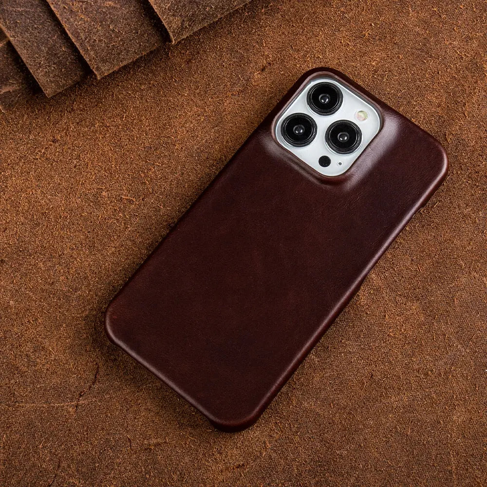 Handcrafted Full-Grain Cowhide iPhone Case – Shock-Absorbing Edge Protection with Raised Camera Lip and Port Precision | Thomler