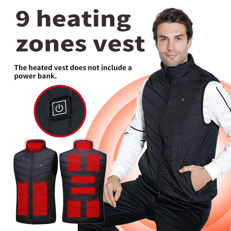Electric Thermal Gilet for Men — 9 Heating Panels, Battery-Operated Insulated Layer, Outdoor & Everyday Wear | Thomler