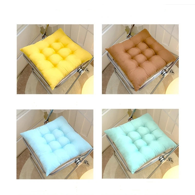 Tufted Chair Pad 16×16 in Brown Cotton-Fill Office Dining Seat Comfort Home Desk Stool Accessories | Thomler