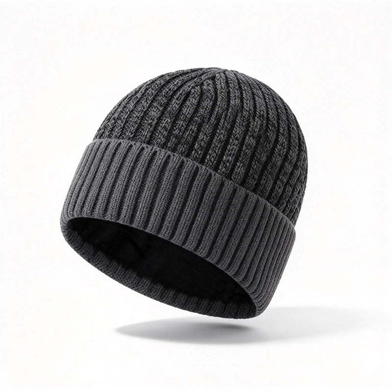 Men's Thermal Knit Winter Beanie with Fleece Lining – Ribbed Cuff Hat for Everyday Cold-Weather Comfort | Thomler