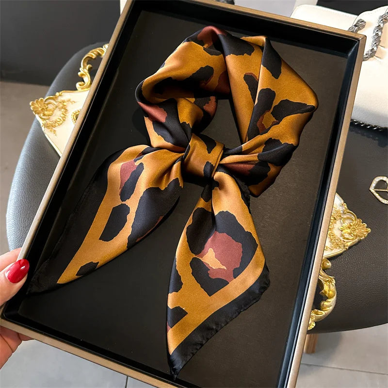 Printed Satin Square Neckerchief for Women 27.5×27.5 in Versatile Head Wrap Neck Tie Hair Ribbon Fashion Accessory | Thomler