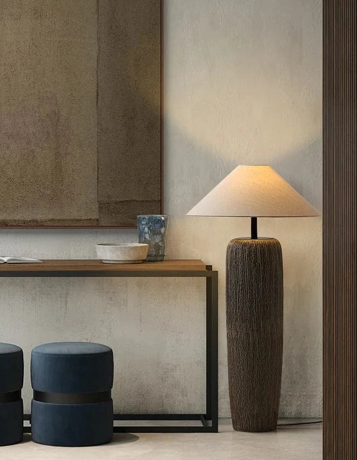 Handcrafted Ceramic Column Floor Lamp with Warm Glow for Living Room & Bedroom – Minimalist Design | Thomler