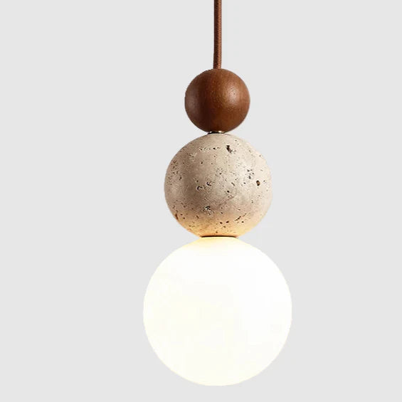 Pendant Light Stone 4.7 in Cream LED Bedside Bedroom Hanging Ambient Minimalist Ceiling Lamp | Thomler
