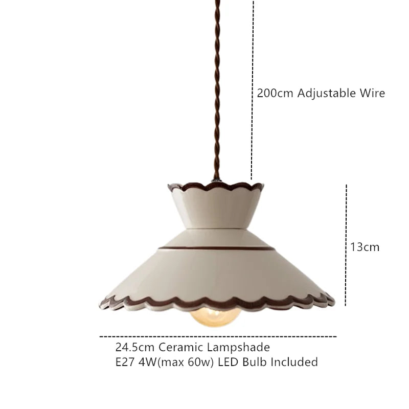 Ceramic Hanging Light Fixture with Unique Floral Designs for Kitchen, Dining Room, Cafe | Artisan Crafted Copper Hardware Pendant Lamp | Thomler
