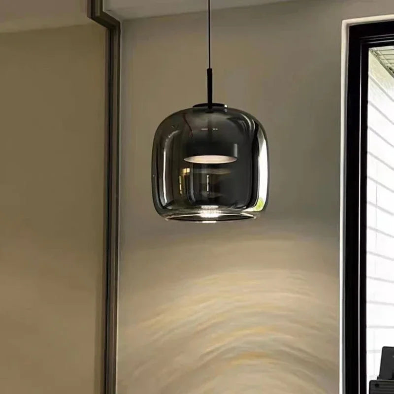 Glass Globe Hanging Fixture Adjustable Ceiling Light for Kitchen Island Dining Room Living Space | Amber Clear Gray in 6 10 or 14 Inch Diame | Thomler