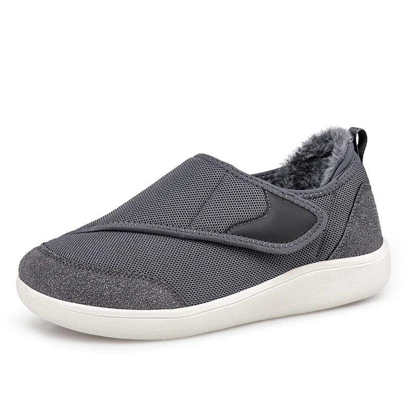 Extra-Wide Orthopedic Slip-On Sneakers with Fur Lining for Swollen Feet & Bunions – Adjustable Hook-and-Loop Senior Comfort Shoes | Thomler