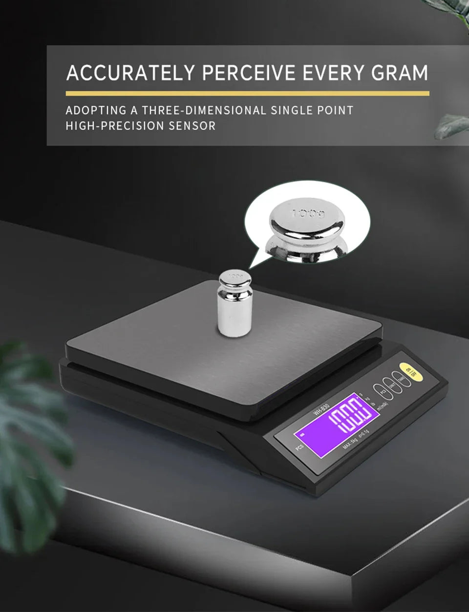 Waterproof Digital Food Scale – 11 lb / 1 oz or 22 lb / 0.04 oz Capacity, Rechargeable LCD Kitchen Scale for Meal Prep, Baking, Portion | Thomler
