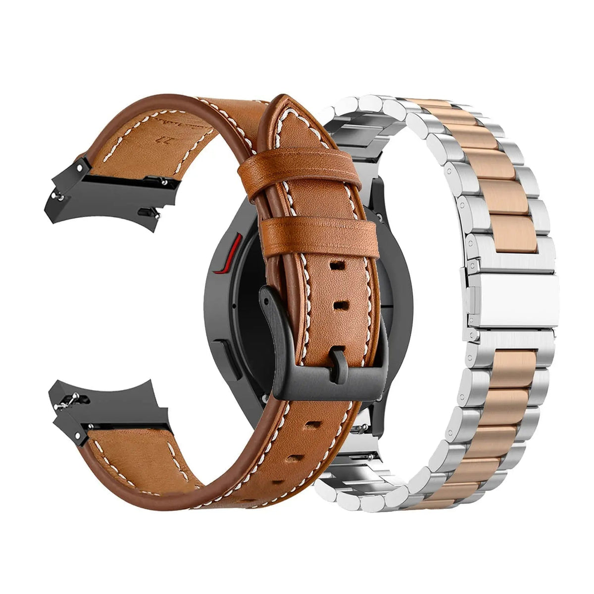 Leather & Steel Smartwatch Strap for Galaxy Watch 5 – Adjustable Wristband in Multiple Finishes | Thomler