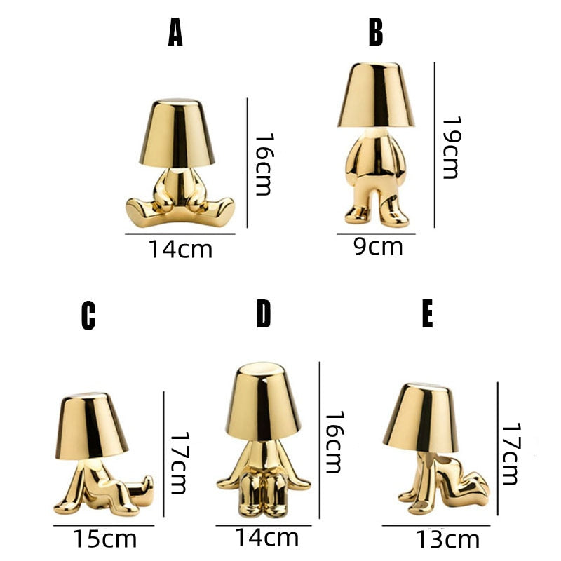 Table Lamp ABS Plastic USB Rechargeable Warm LED Gold Bedroom Bedside Touch Dimmable Sculptural Mood Light | Thomler