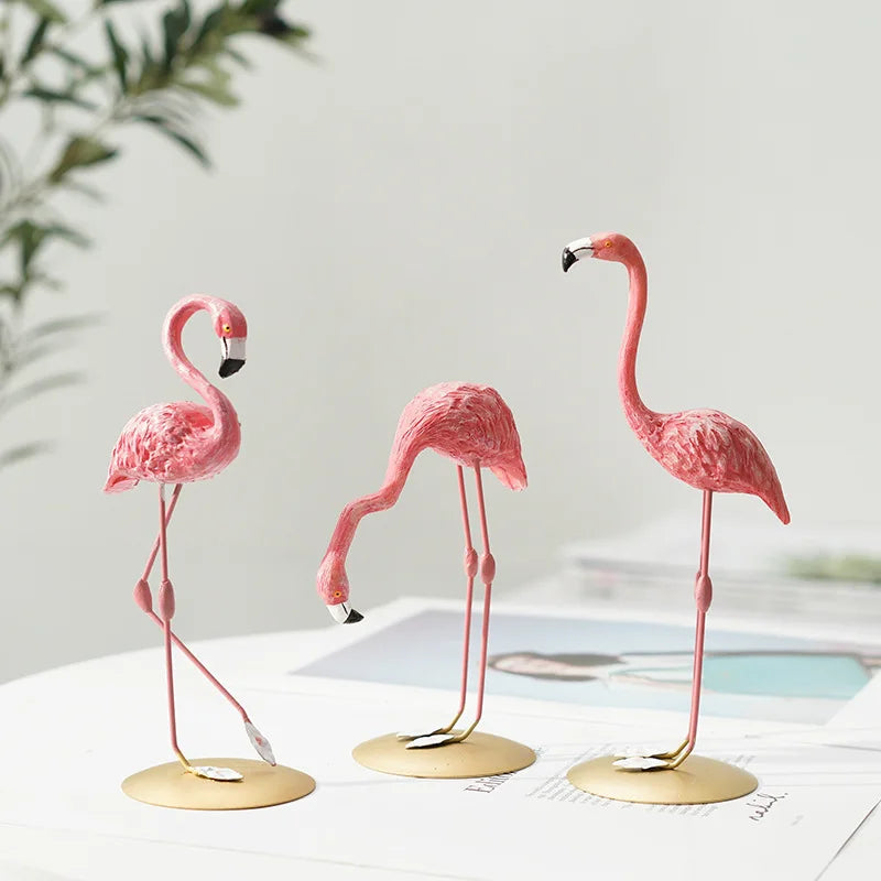 Resin Flamingo Figurine Modern Home Decor Sculpture for Shelf Display Living Room Accent Piece Office Desktop Tropical Bird Statue | Thomler