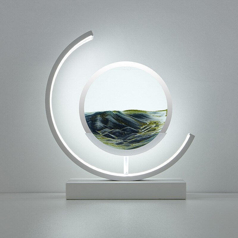 Rotating Sand Art LED Table Lamp | Mesmerizing 3D Liquid Motion Desk Light with Acrylic Frame | Modern Accent Lamp for Bedroom Living Room | Thomler