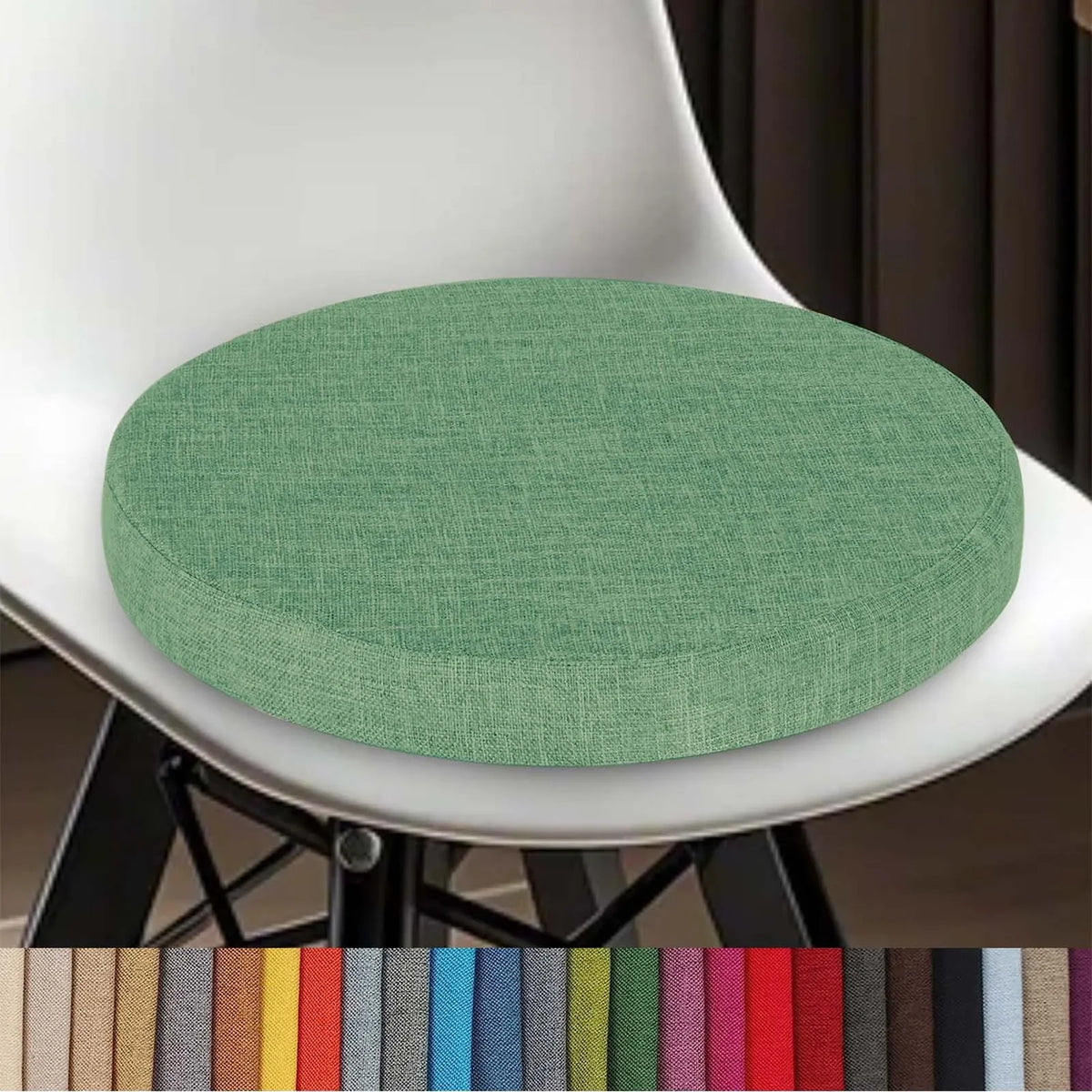 Round Seat Pad with Zipper – Machine-Washable Cotton-Blend Stool Cushion for Kitchen, Dining, Bar & Office Chairs | Thomler