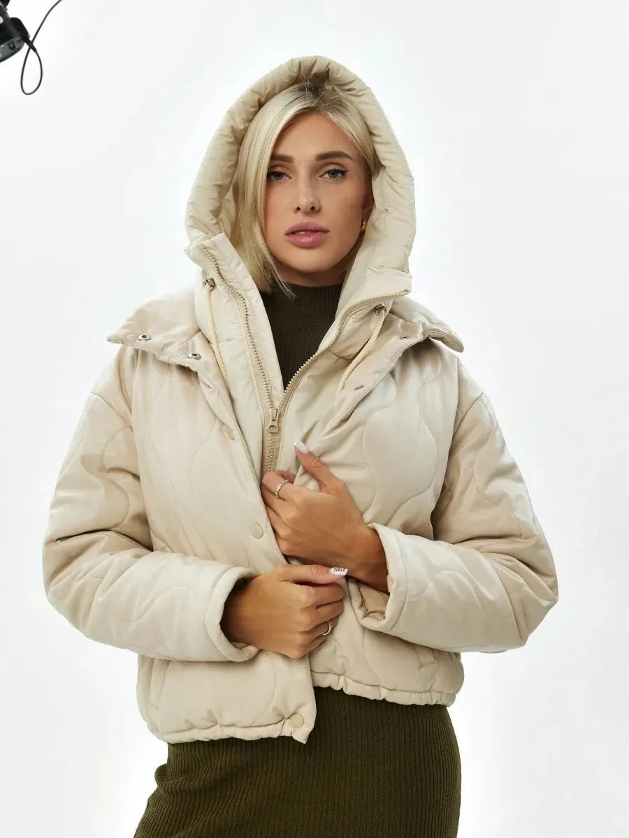 Hooded Infinity Scarf with Zip – Lightweight Down Neck Warmer for Women | Thomler