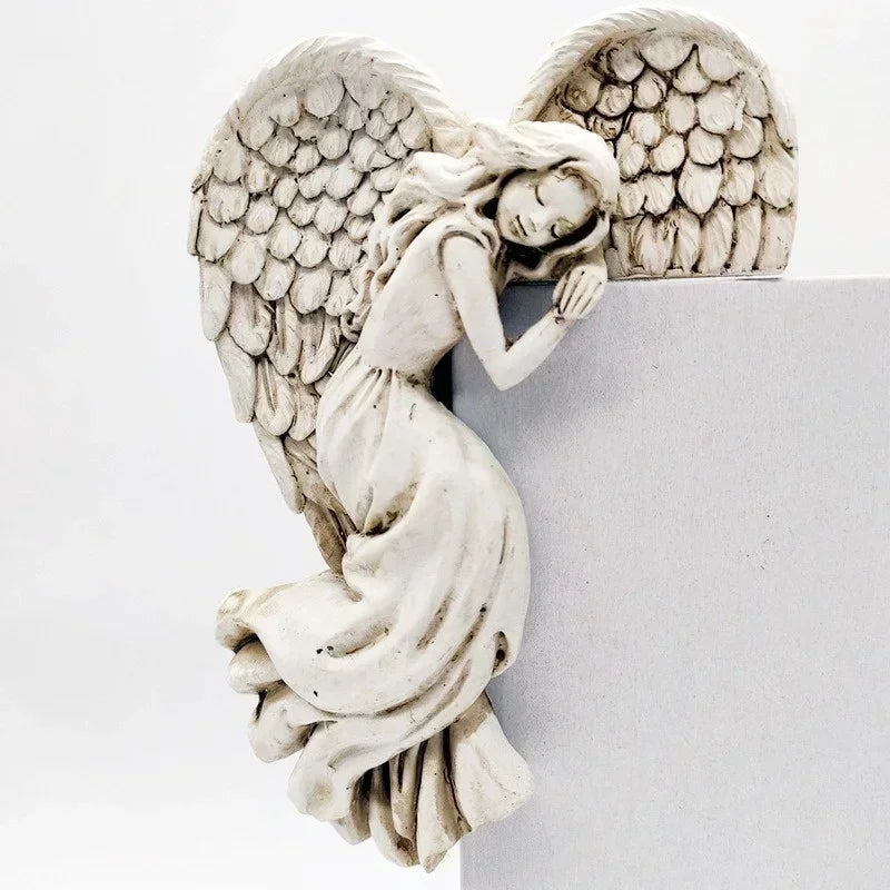 Angel Wing Wall Sculpture for Doorways & Corners – Resin Guardian Décor for Home, Entryway, Garden – Spiritual Protector Art | Thomler