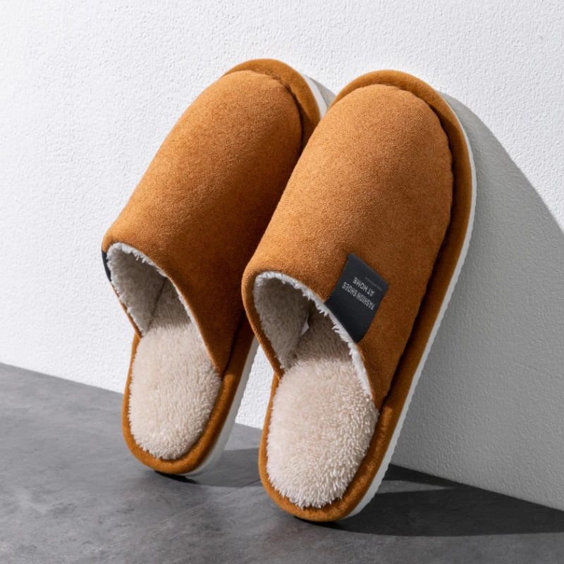 Men's Suede Indoor Slippers – Quiet Cushioned House Shoes with EVA Sole, Lightweight Anti-Slip for Fall & Winter | Thomler