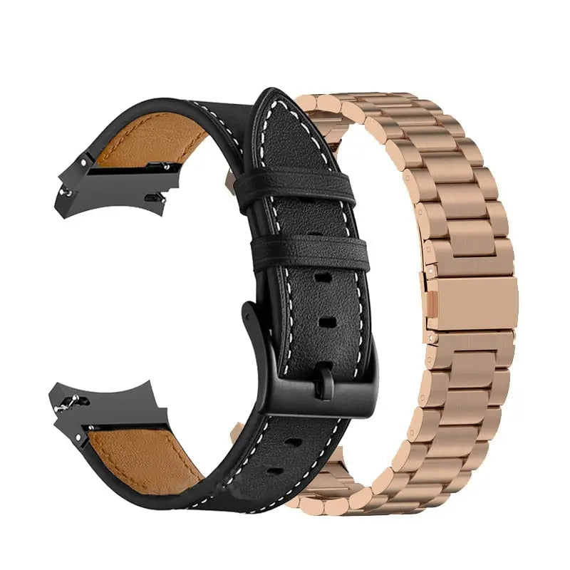 Leather & Steel Smartwatch Strap for Galaxy Watch 5 – Adjustable Wristband in Multiple Finishes | Thomler