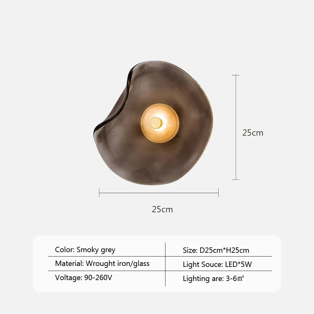 Modern Glass Wall Sconce LED Light Gray Blue Amber Finish for Bedroom Bathroom Kitchen Foyer Hallway Contemporary Lighting Fixture | Thomler