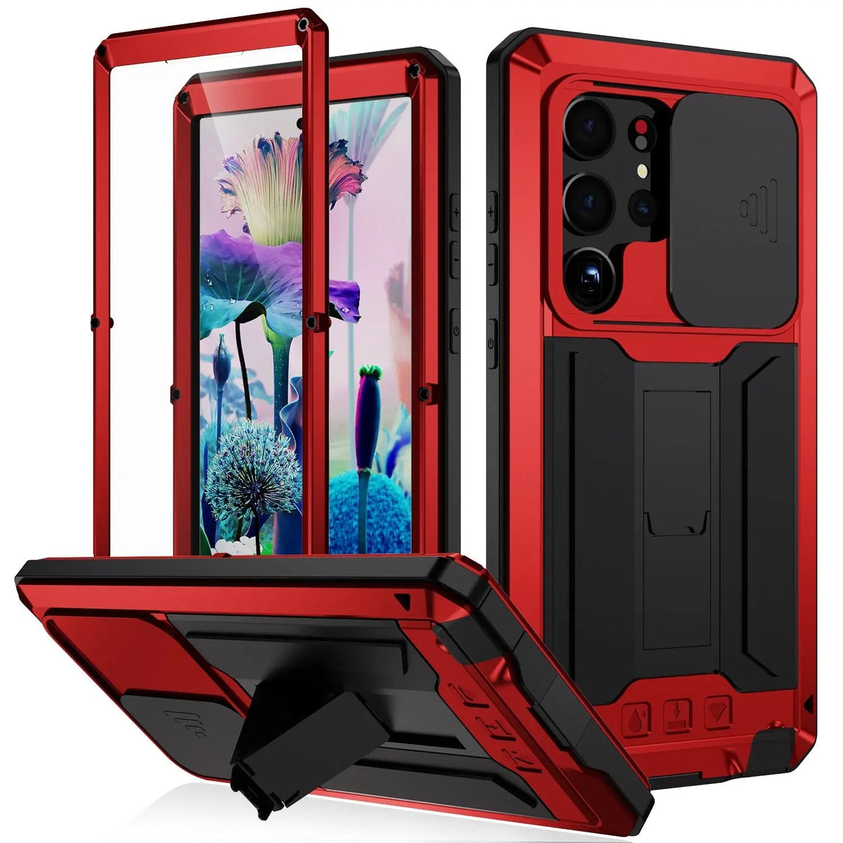 Heavy-Duty Samsung Galaxy S23 Armor Case with Built-In Screen Shield & Kickstand for Hands-Free Use | Thomler