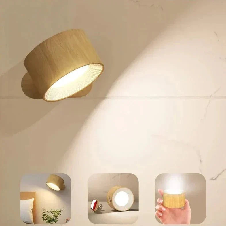 Rechargeable Magnetic Wall Sconce with 360° Swivel Head – Dimmable LED Light, Touch or Remote Control, Cordless Design for Bedroom, Living | Thomler