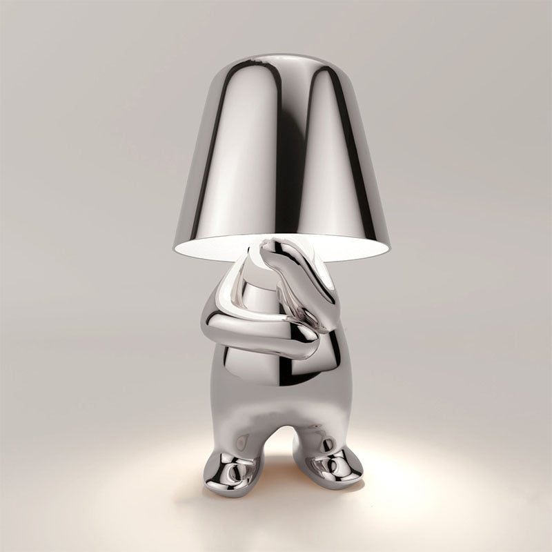 Table Lamp ABS Plastic USB Rechargeable Warm LED Gold Bedroom Bedside Touch Dimmable Sculptural Mood Light | Thomler