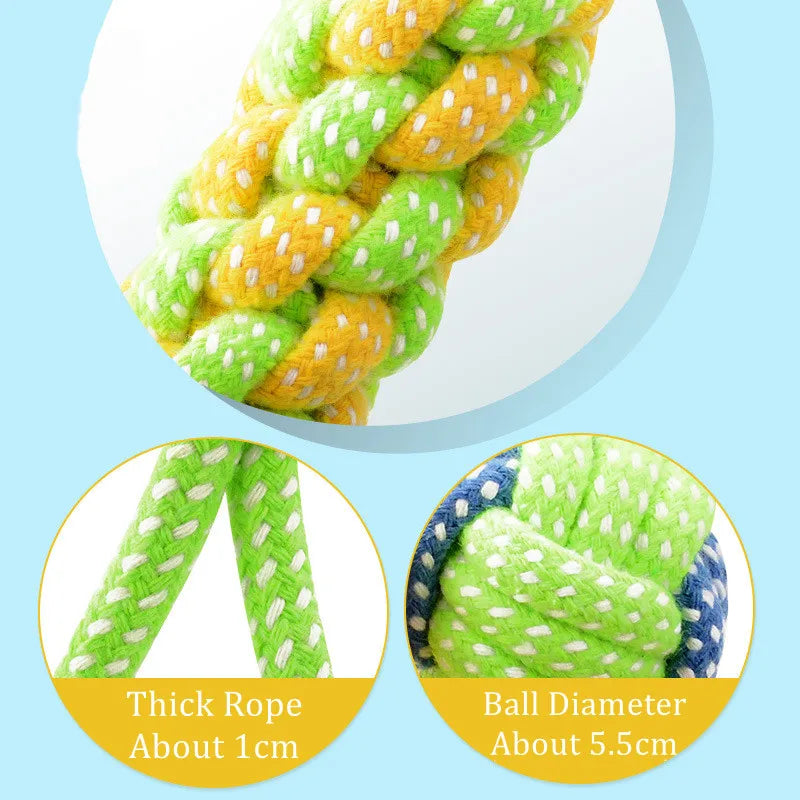Cotton Rope Dog Chew Toys – Interactive Tug Balls for Puppies & Dogs – Dental Cleaning Play Set for Small to Medium Pets | Thomler