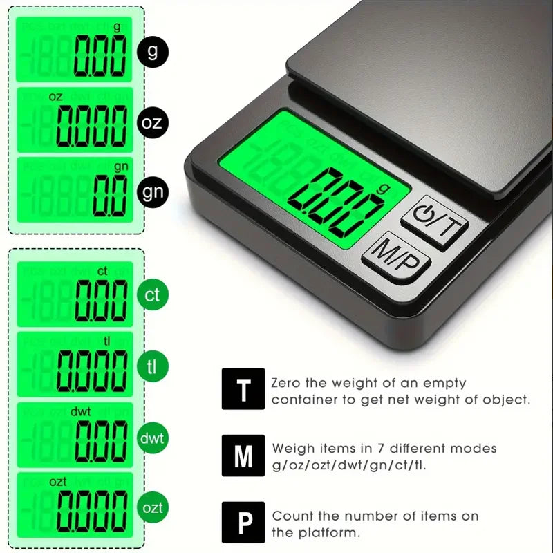 Digital Pocket Scale 1000g x 0.1g Precision Kitchen Food Jewelry Scale with Backlit LCD Display for Travel Weighing Grams Ounces | Thomler