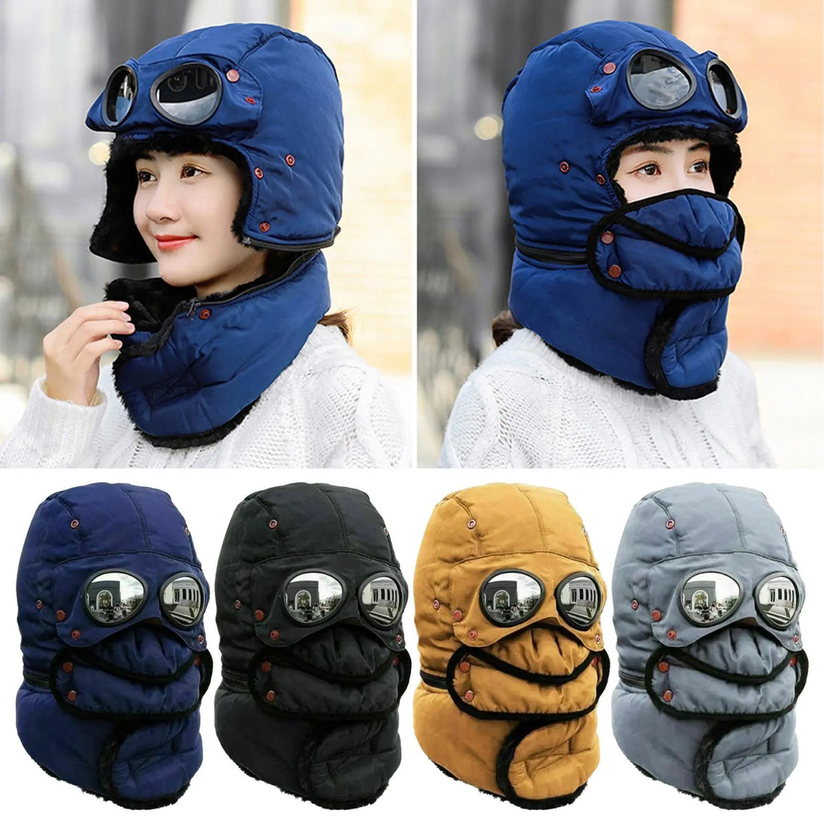 Insulated Winter Beanie with Integrated Face Shield for Cold Weather Protection | Thomler