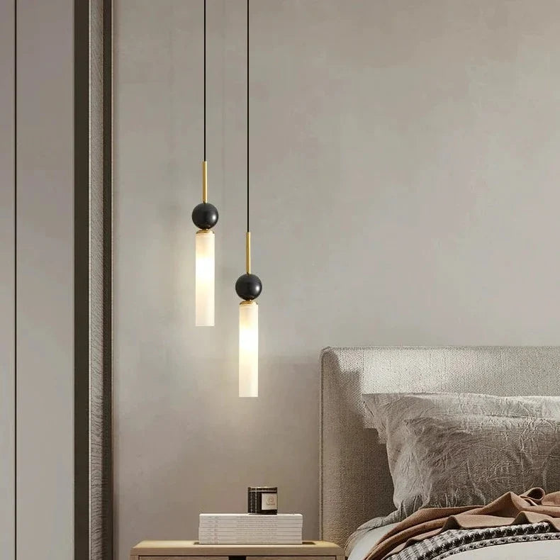 Natural Stone Column Pendant Light – LED Tubular Ceiling Fixture with Adjustable Cord for Kitchen Island & Dining Room | Thomler