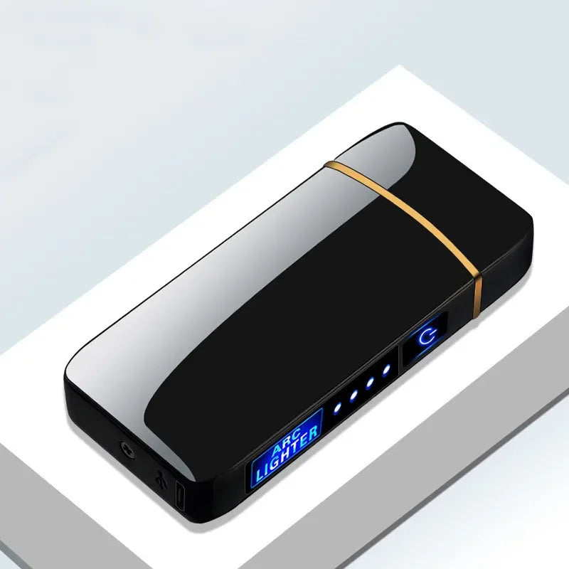 Rechargeable Dual-Arc Plasma Lighter with Touch Sensor & LED Display for Candles, Pipes & Outdoor Use | Thomler
