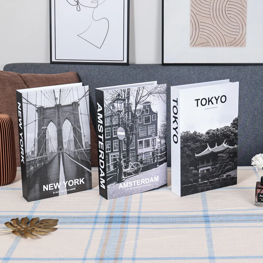 Decorative Faux Books Cardboard Foldable Set Of 3 Living Room Coffee Table Styling Bookshelf Display Interior Decor | Thomler