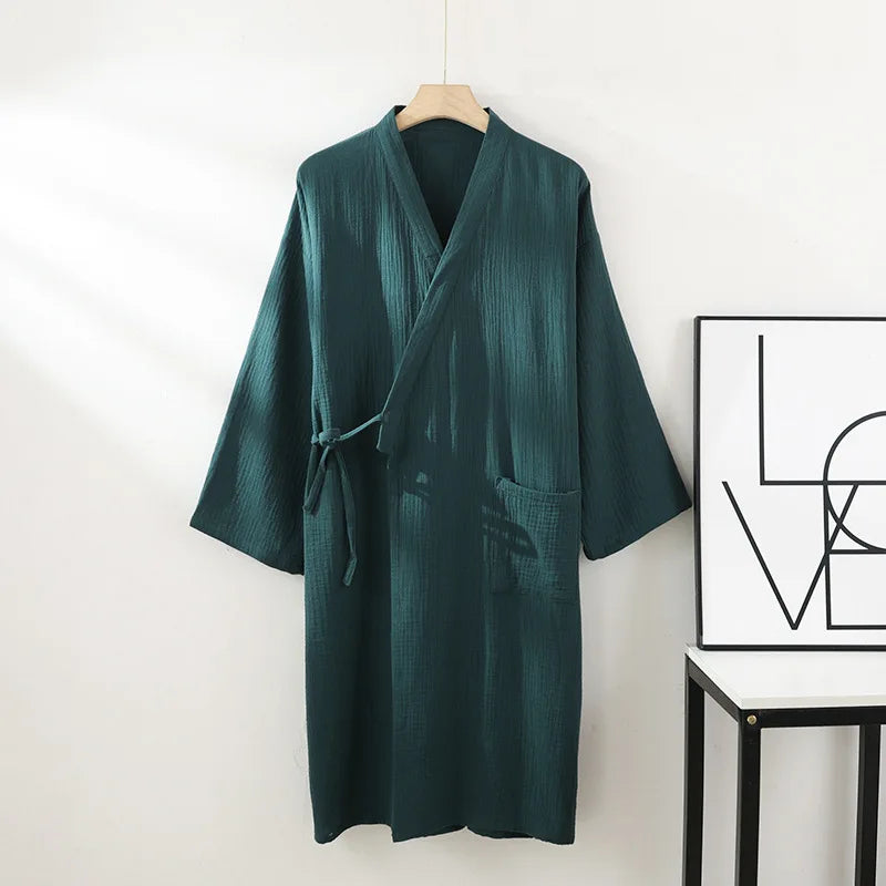 Lightweight Cotton Kimono Robe for Men & Women – Unisex Waffle Weave Spa Wrap Loungewear Bathrobe | Thomler
