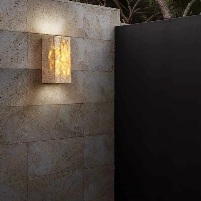 Wall Light Travertine Stone 6.3 in Outdoor Up Down LED Waterproof Garden Patio Fixture Modern Minimalist Exterior Sconce | Thomler