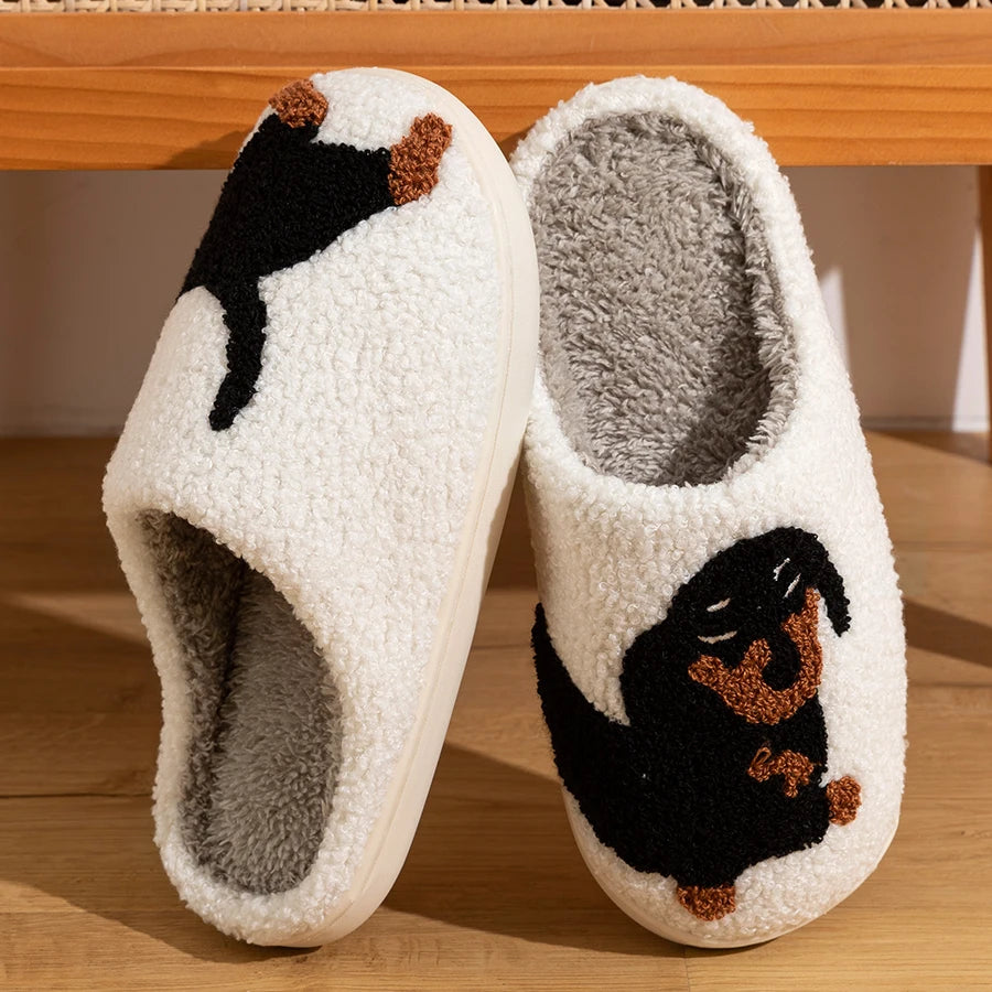 Dachshund Dog Slippers for Women – Plush Indoor House Shoes with Anti-Slip Sole for Bedroom & Living Room | Thomler