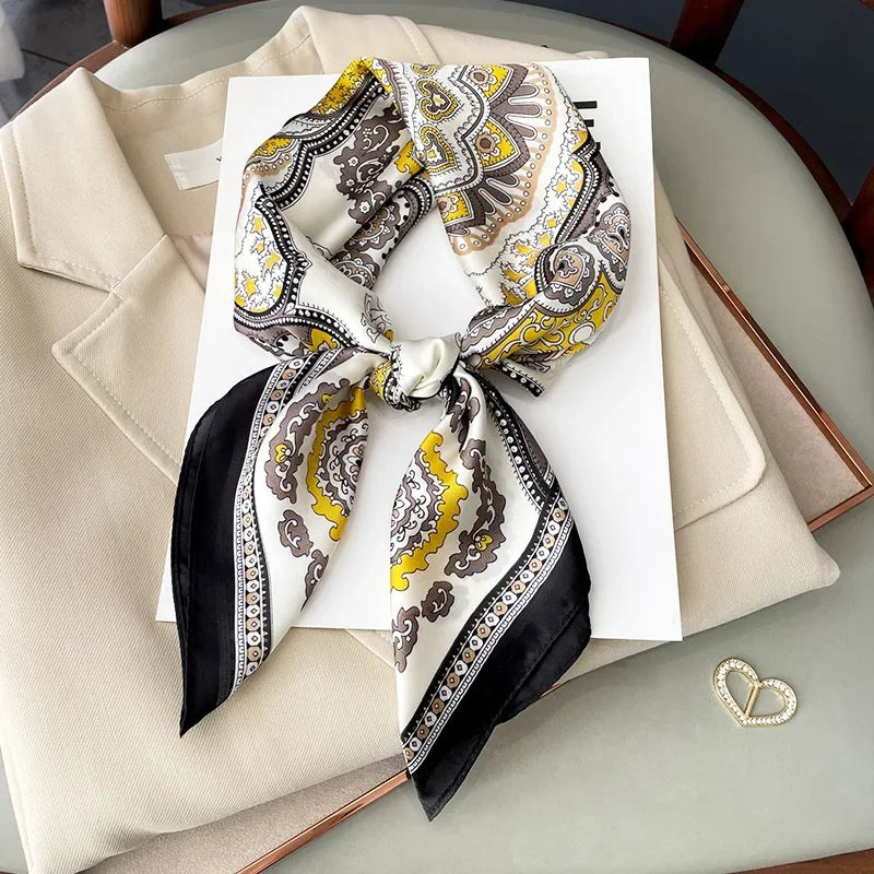 Equestrian Print Satin Square Scarf Neck Wrap Hair Accessory Head Covering 28 Inch Fashion Versatile Women's Silk-Feel Lightweight Bandana | Thomler